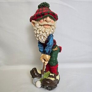 Christmas Golfing Santa Claus Figurine, 9", Festive Humorous Decor